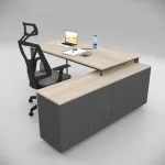 Corner Desk 160cm Oak with Bottom Shelf 